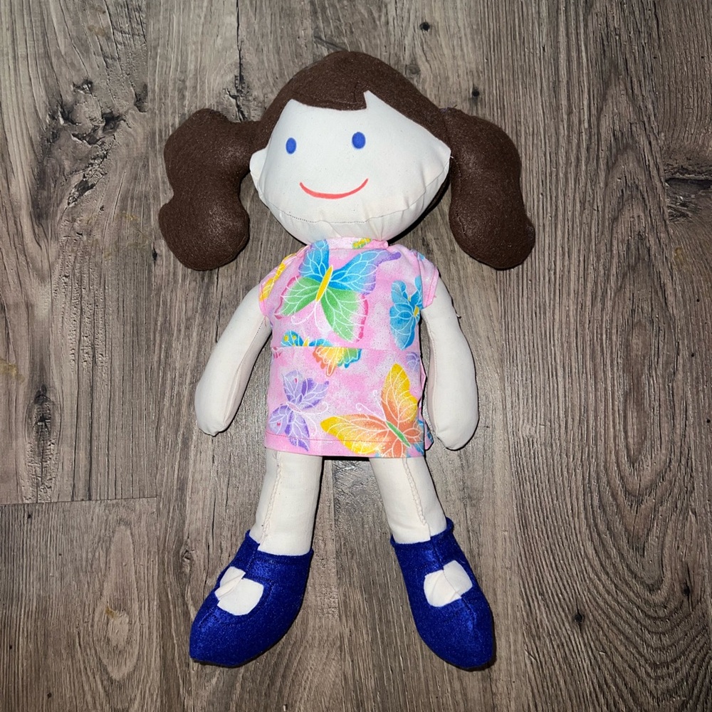 Butterfly Dsigns Brown and Blue Plush Doll